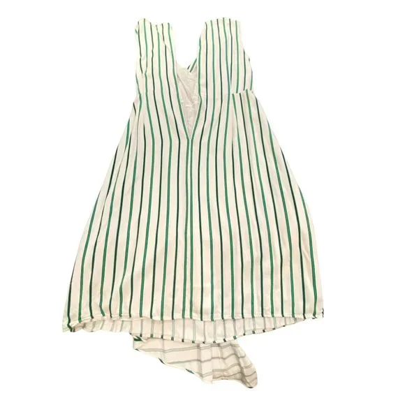 Halogen Draped Faux Wrap Striped Green White Dress L Green White Lined - Picture 13 of 16